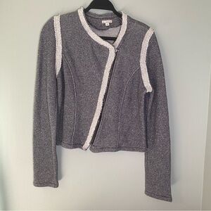 Gap Jacket‎ Size Medium Heather Gray Navy Asymmetric Zipper 100% Cotton Moto
